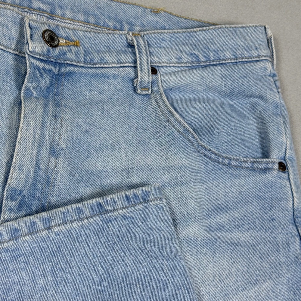 Wrangler Premium Quality Mens Light Wash Straight Leg Jeans 36x34 Blue Denim